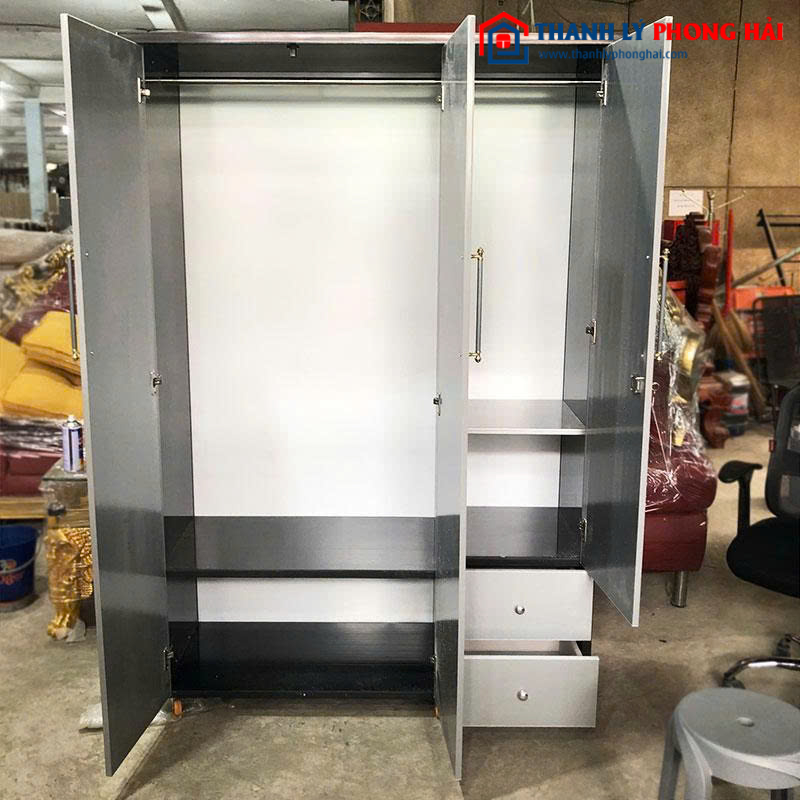 Tủ Quần Áo Nhựa 3 Cánh Màu Vân Gỗ 1m2 Mới 99% (Nhiều Màu)