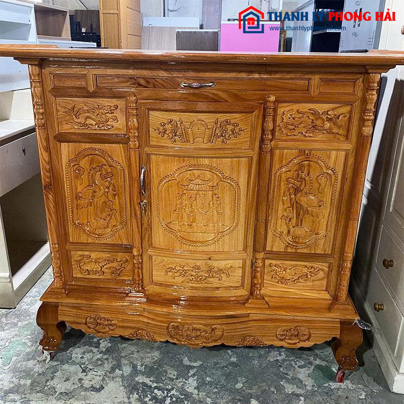 Tủ Thờ Gỗ Gõ Đỏ Chạm Khắc Tinh Xảo 1