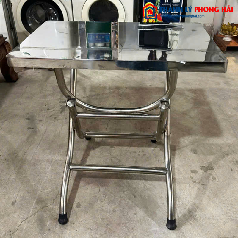 Bàn Ăn Inox Cũ 77cm Gấp Gọn