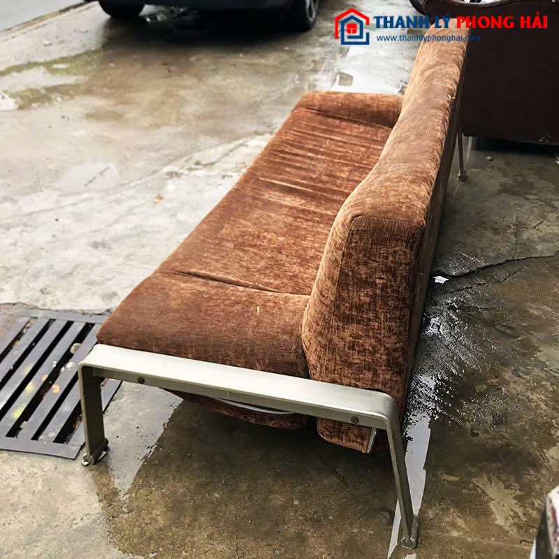 Băng Sofa Bed 2m Cũ Chân Inox, Đệm Nhung