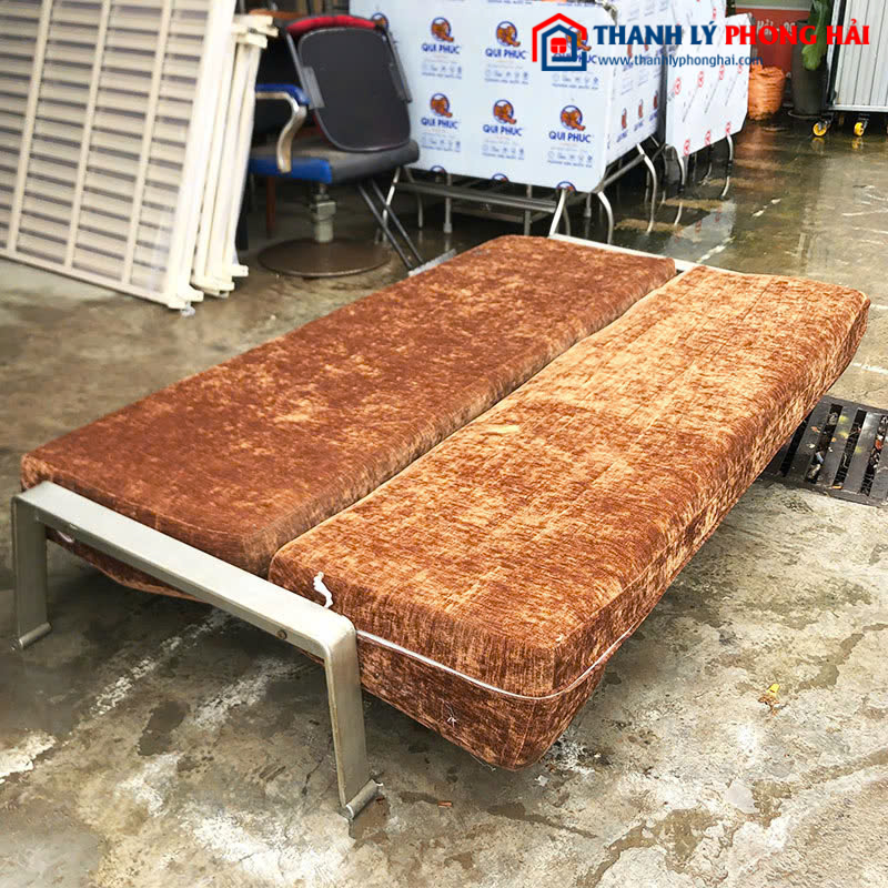 Băng Sofa Bed 2m Cũ Chân Inox, Đệm Nhung