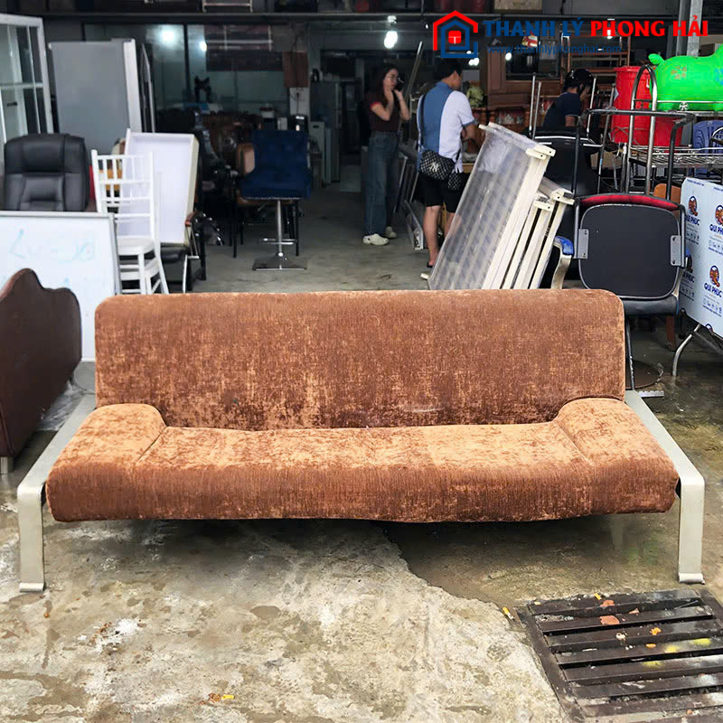 Băng Sofa Bed 2m Cũ Chân Inox, Đệm Nhung