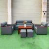 Thanh Lý Bộ Sofa Da Xám Phối Tay Gỗ Mới 99%