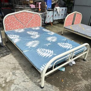 Giường Sắt 1m4 Đầu Bọc Đệm Cũ