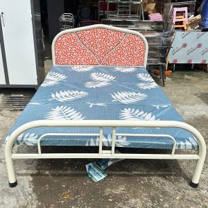 Giường Sắt 1m4 Đầu Bọc Đệm Cũ
