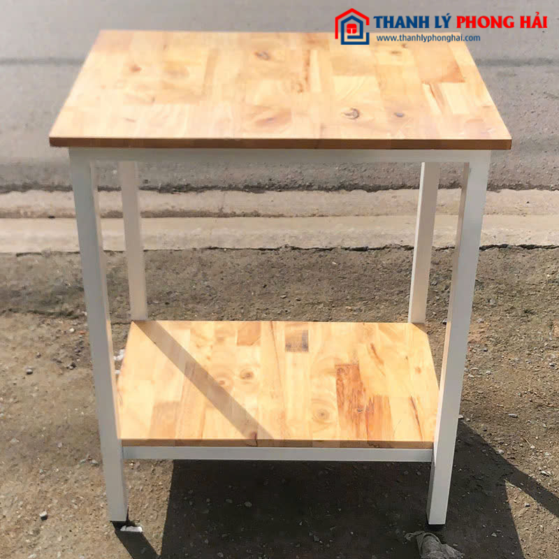 Kệ Gỗ 2 Tầng Cũ Chân Sắt 64cm