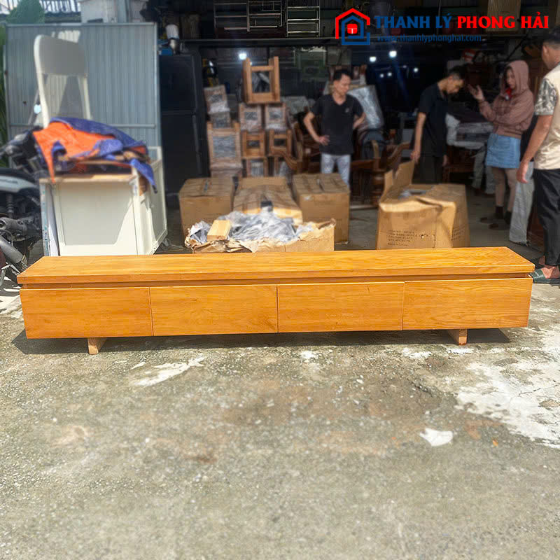 Kệ Tivi Gỗ Cũ 2m6 Màu Sáng
