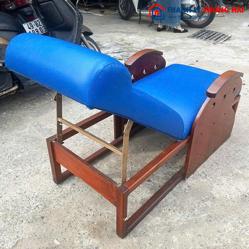 Sofa Thư Giãn Cũ 1m4 Bọc Da Xanh Khung Gỗ