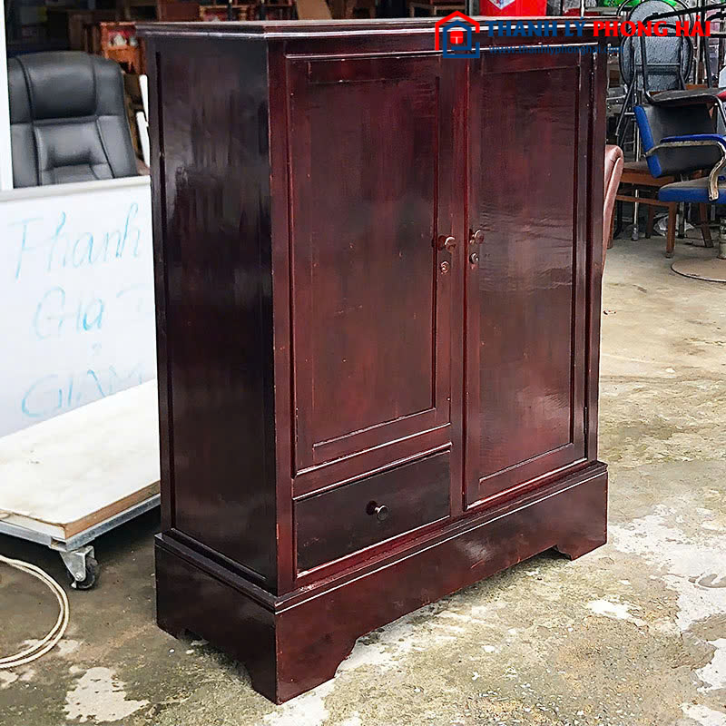 Tủ Đựng Đồ Gỗ Tự Nhiên Cũ 1m 2 Cánh 1 Hộc Kéo