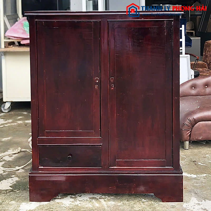 Tủ Đựng Đồ Gỗ Tự Nhiên Cũ 1m 2 Cánh 1 Hộc Kéo