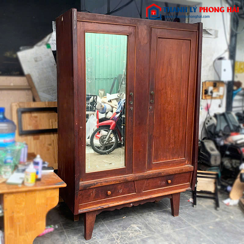 Tủ Quần Áo Cổ Điển Cũ 1m3 Gỗ Tự Nhiên