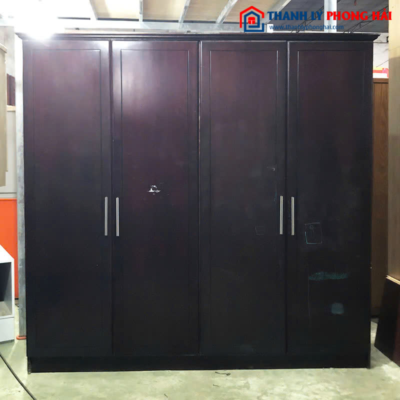 Tủ Quần Áo Cũ 4 Cánh 2m2 Màu Nâu Trầm