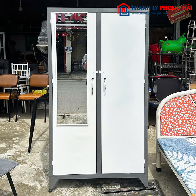 Tủ Sắt Cũ 2 Cánh 88cm Có Gương