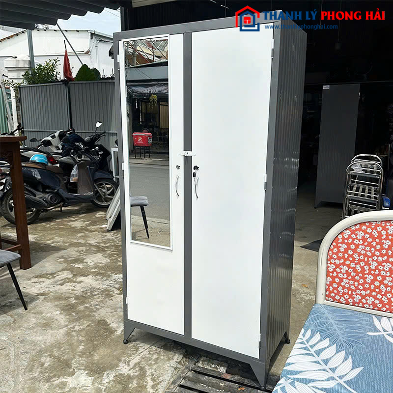 Tủ Sắt Cũ 2 Cánh 88cm Có Gương