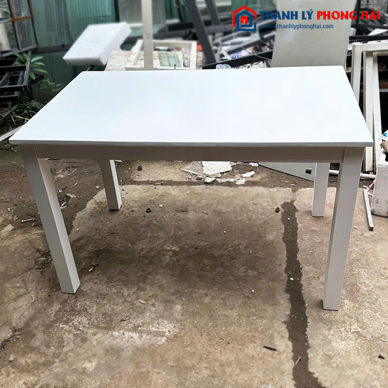 Bàn Ăn Gỗ 1m2 Màu Trắng Đơn Giản Cũ