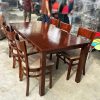 Bộ Bàn Ăn 1m6 Cũ Gỗ Màu Cánh Gián Kèm 6 Ghế