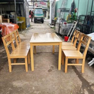 Bộ Bàn Ăn Gỗ Tự Nhiên 1m2 Cũ Kèm 6 Ghế