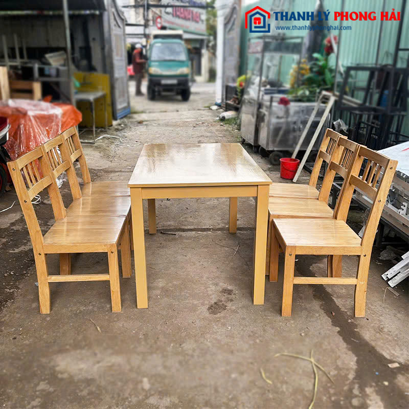 Bộ Bàn Ăn Gỗ Tự Nhiên 1m2 Cũ Kèm 6 Ghế