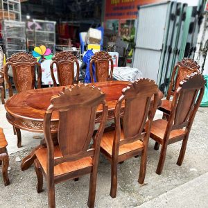 Thanh Lý Bộ Bàn Ăn Gỗ Tự Nhiên 8 Ghế 1m9 Mới 99%