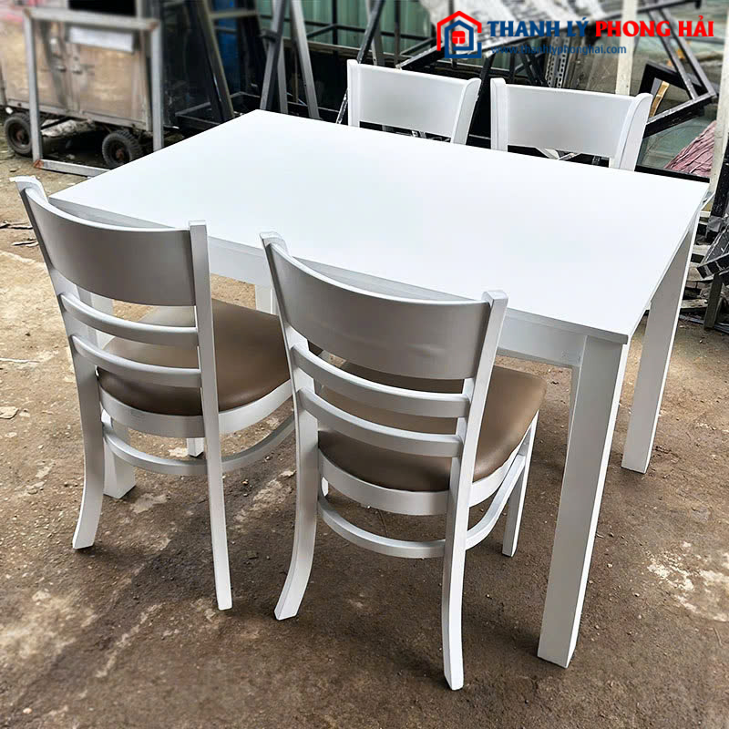 Bộ Bàn Ghế Cabin 1m15 Màu Trắng Cũ