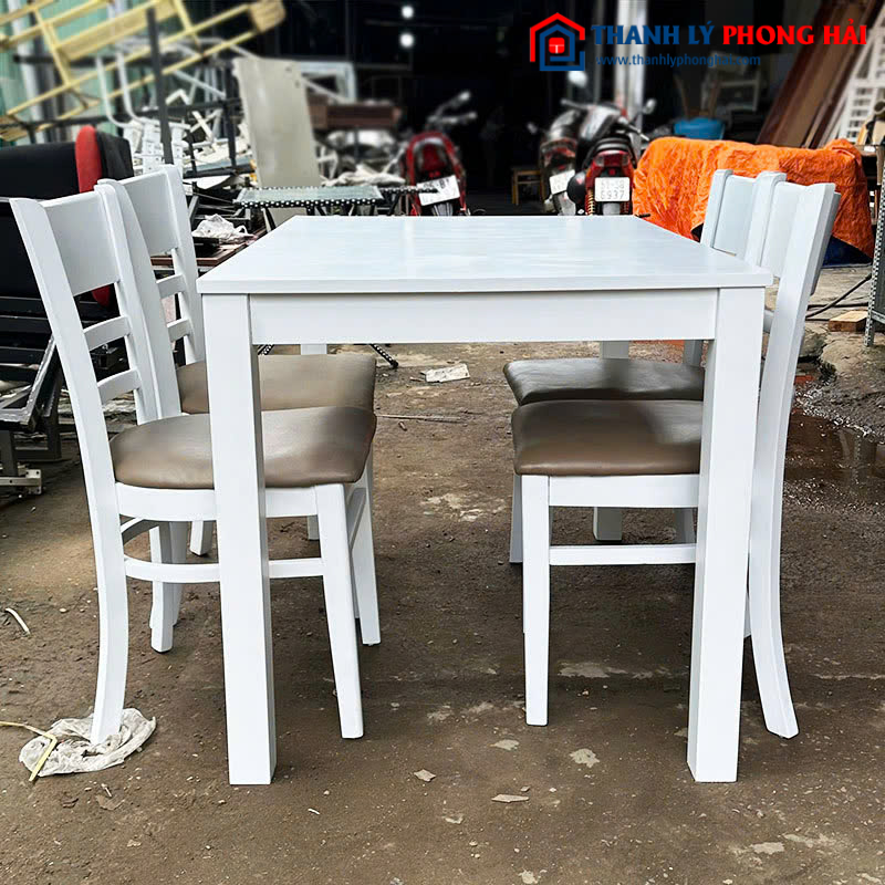 Bộ Bàn Ghế Cabin 1m15 Màu Trắng Cũ
