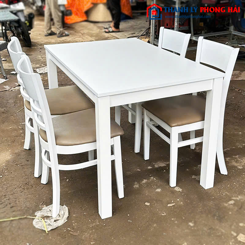 Bộ Bàn Ghế Cabin 1m15 Màu Trắng Cũ