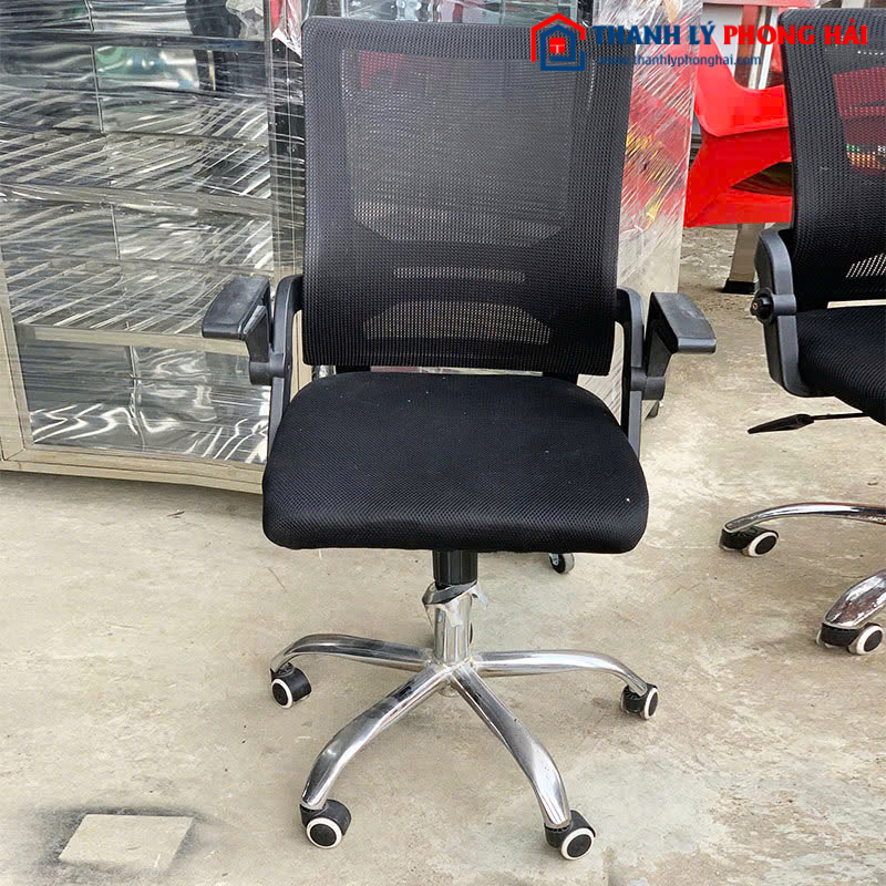 Ghế Xoay Tay Gập Cũ Lưng Lưới Chân Inox