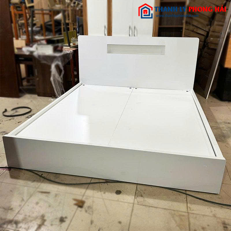 Giường Gỗ MDF 1m8 Cũ Có Hộc Kéo Hai Bên