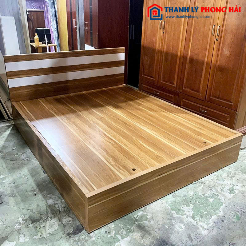 Giường Ngủ Gỗ MDF Cũ 1m6 Màu Tự Nhiên