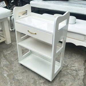 Kệ Gỗ Công Nghiệp Trắng 58cm Có Bánh Xe Cũ