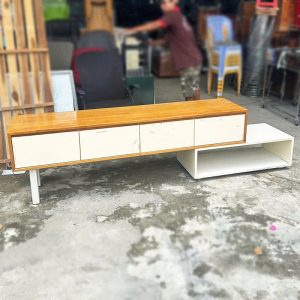 Kệ Tivi Cũ 2m17 Mặt Gỗ Phối Trắng