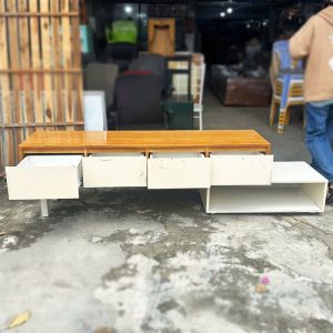 Kệ Tivi Cũ 2m17 Mặt Gỗ Phối Trắng