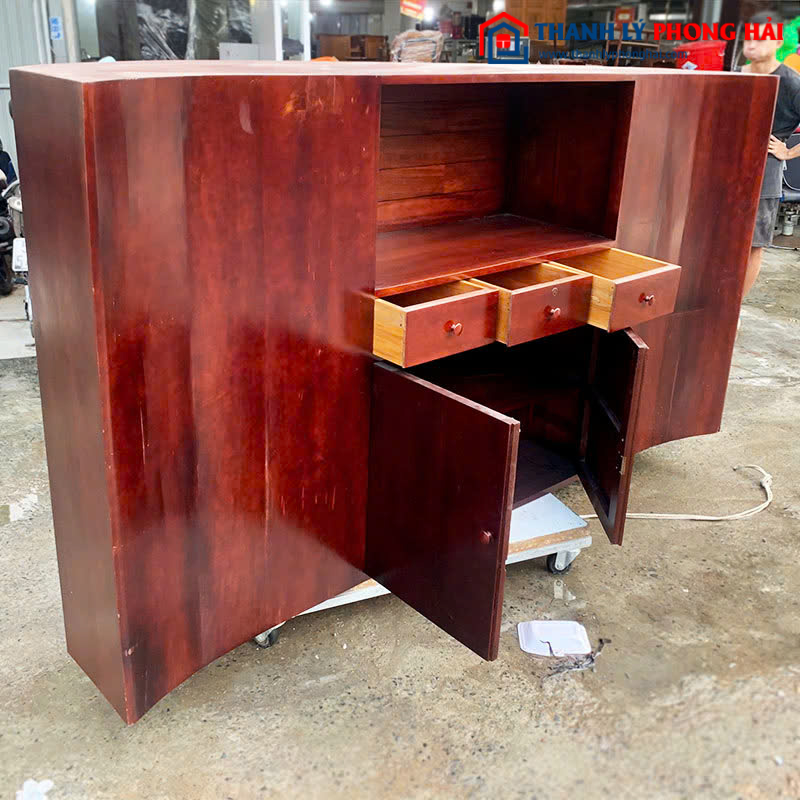Quầy Lễ Tân Gỗ Tự Nhiên Hoa Sen Cũ Giá Rẻ