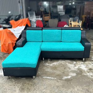 Sofa Góc L 2m Nệm Vải Màu Xanh Cũ