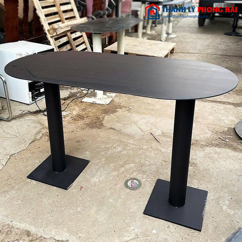 Bàn Cafe Chân Sắt Mặt Oval 1m2 Cũ