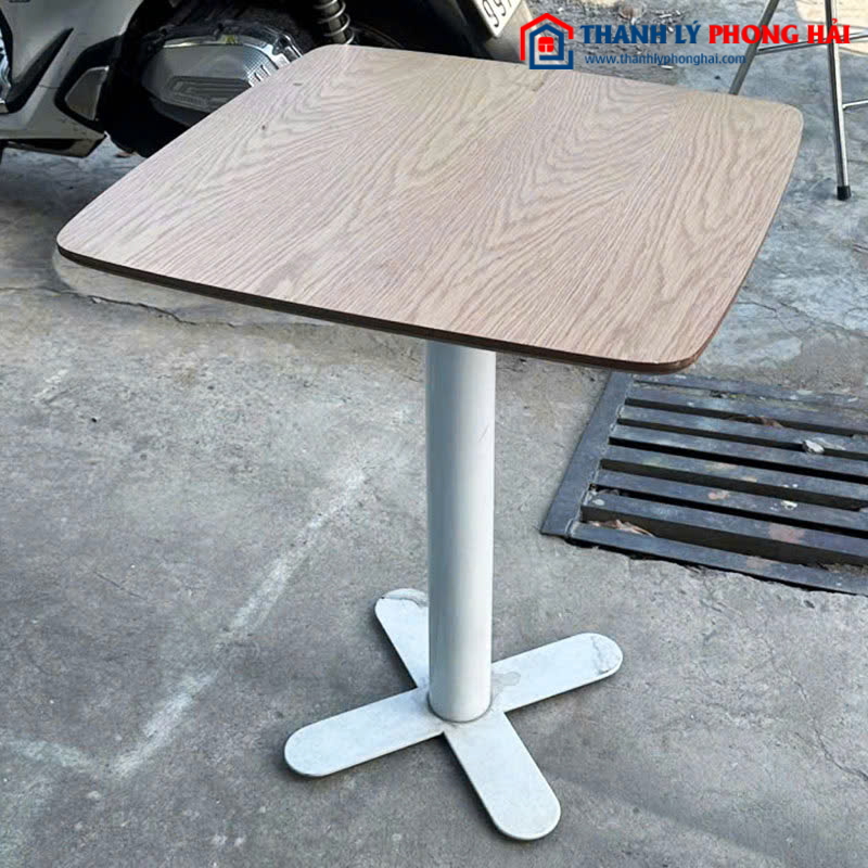 Bàn Cafe Cũ Chân Chữ X Mặt Gỗ 60cm