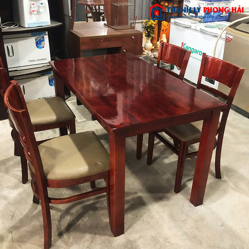 Bộ Bàn Ăn Cabin Cũ 1m2 Gỗ Tự Nhiên Màu Đỏ