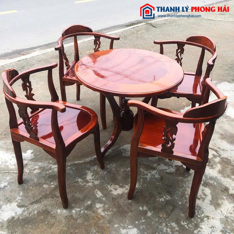Thanh Lý Bộ Bàn Trà 88cm Gỗ Tràm 5 Món Mới 99%