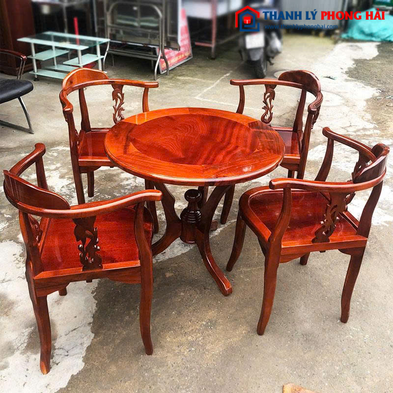 Thanh Lý Bộ Bàn Trà 88cm Gỗ Tràm 5 Món Mới 99%