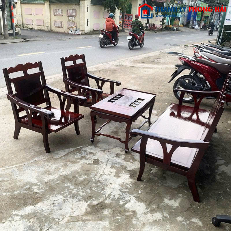 Bộ Salon Gỗ Cũ 1m6 Phong Cách Cổ Xưa