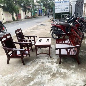 Bộ Salon Gỗ Cũ 1m6 Phong Cách Cổ Xưa
