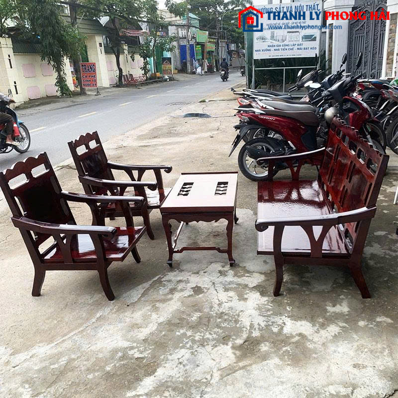 Bộ Salon Gỗ Cũ 1m6 Phong Cách Cổ Xưa