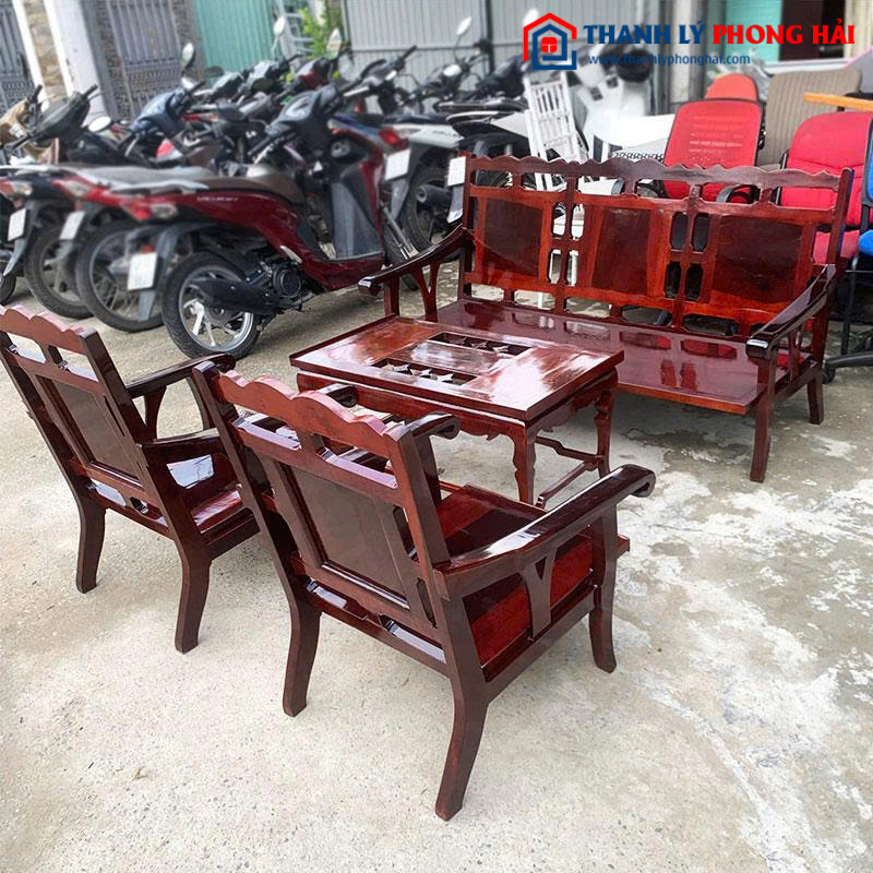 Bộ Salon Gỗ Cũ 1m6 Phong Cách Cổ Xưa
