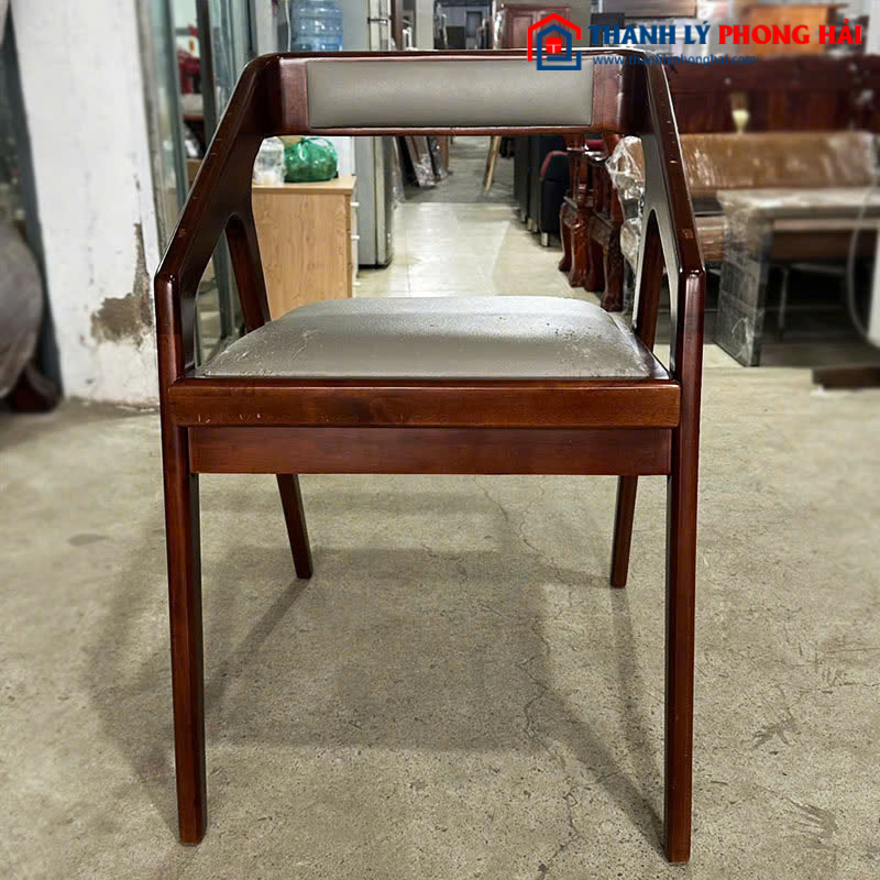 Ghế Hiroshi Bằng Gỗ Nệm Da Cũ