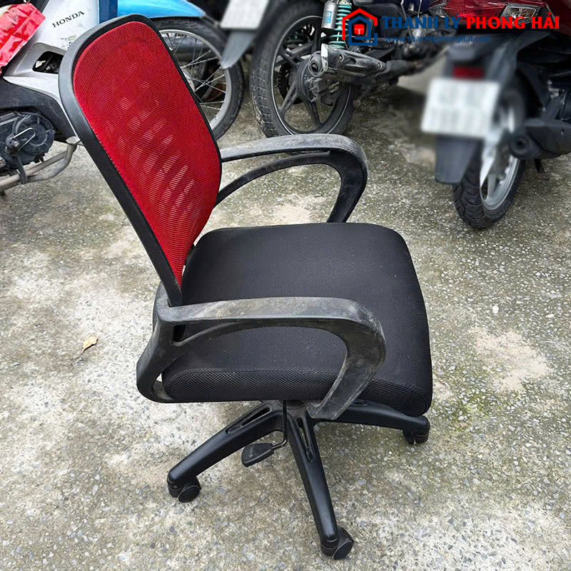 Ghế Xoay Cũ Lưng Lưới Đỏ Chân Nhựa