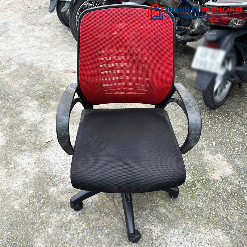 Ghế Xoay Cũ Lưng Lưới Đỏ Chân Nhựa