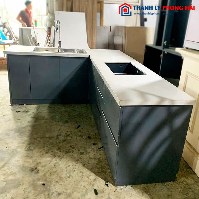 Hệ Tủ Bếp Cũ Trên Dưới Góc L