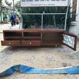 Kệ Tivi Gỗ Tự Nhiên Cũ 1m5 Có Hộc Kín