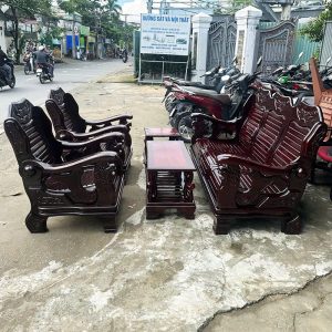 Salon Gỗ Cũ 5 Món 1m85 Chạm Khắc Cổ Điển