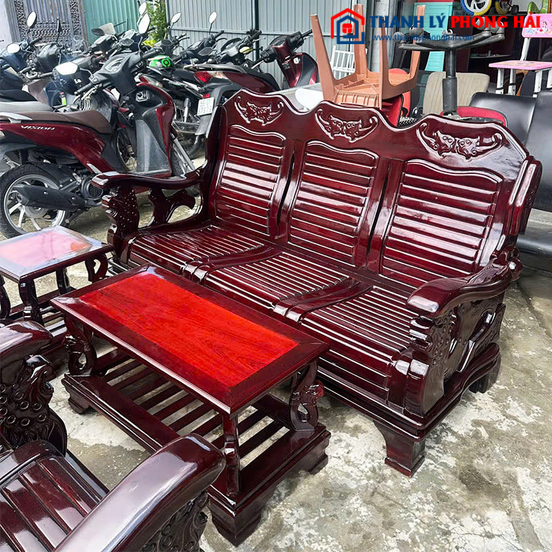 Salon Gỗ Cũ 5 Món 1m85 Chạm Khắc Cổ Điển